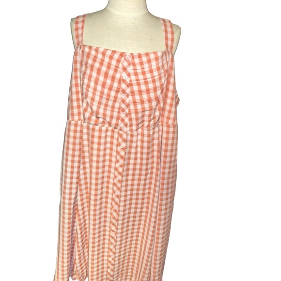 Torrid Midi Seersucker checkered Button Front Dress 4x smocked 26 - Picture 2 of 6